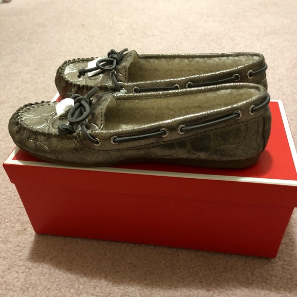 NWT Coach Metallic Suede Shearling Moccasin Sz 7 - Picture 6 of 8